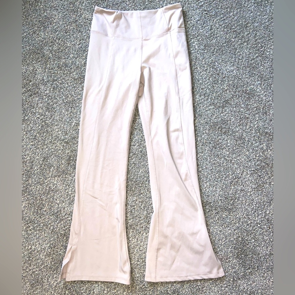 cream flared athletic leggings